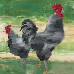Black Rooster and Hen I