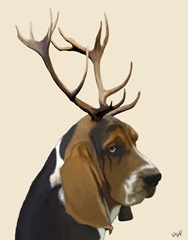 Basset Hound and Antlers