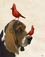 Basset Hound and Birds