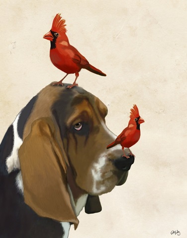 Basset Hound and Birds