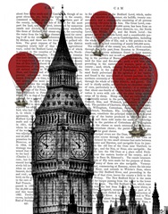 Big Ben and Red Hot Air Balloons