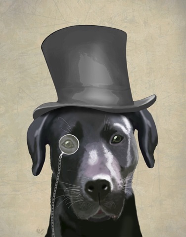 Black Labrador, Formal Hound and Hat