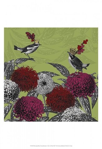 Blooming Birds, Chrysanthemum 1, Fine Art Print