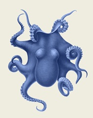 Blue Octopus on Cream d