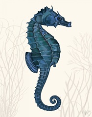 Blue Seahorses on Cream a