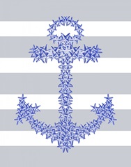 Blue Starfish Anchor on Grey and White