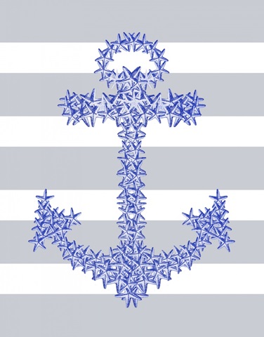 Blue Starfish Anchor on Grey and White