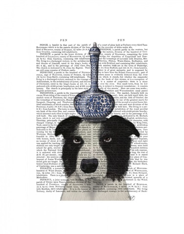 Border Collie with Blue Vase