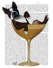 Boston Terrier in Cocktail Glass