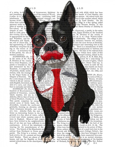 Boston Terrier With Red Tie and Moustache