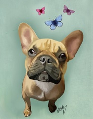 Brown French Bulldog and Butterflies