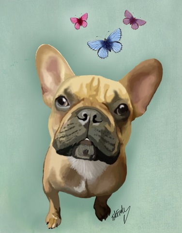 Brown French Bulldog and Butterflies
