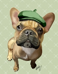Brown French Bulldog with Green Hat