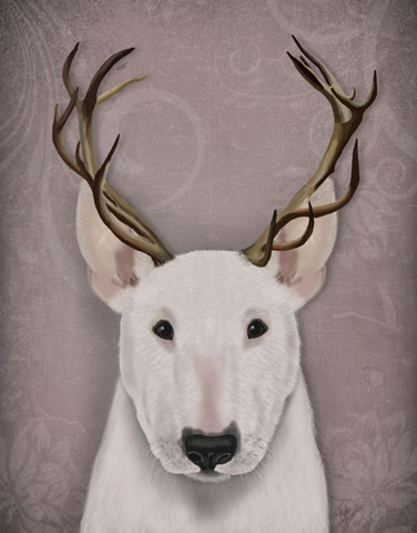 Bull Terrier and Antlers