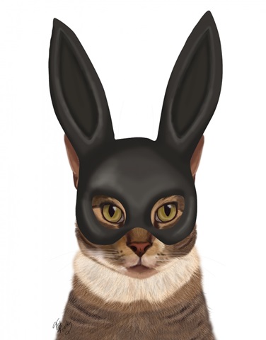 Cat with Bunny Mask