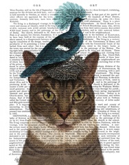 Cat with Nest and Blue Bird