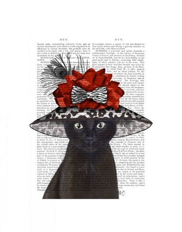Cat, Black with Fabulous Hat