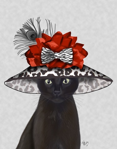 Cat, Black with Fabulous Hat