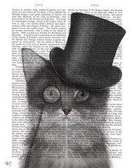 Cat, Grey with Top Hat