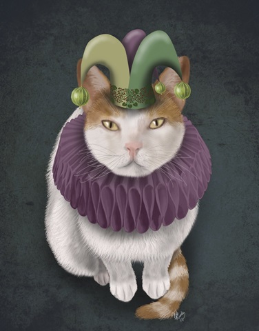 Cat, White with Jester Hat