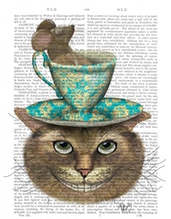 Cheshire Cat with Cup on Head