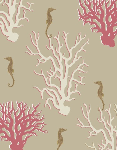 Coral and Seahorse in Beige