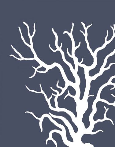 Corals White on Indigo Blue a