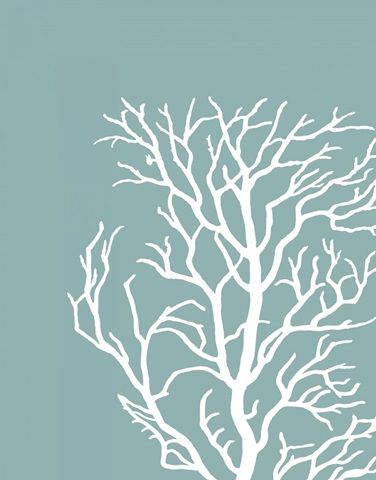 Corals White on Mist Blue Green c