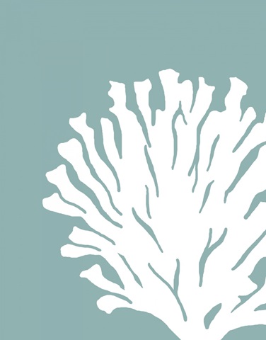 Corals White on Mist Blue Green d