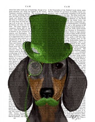 Dachshund with Green Top Hat Black Tan