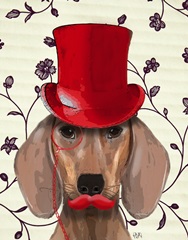 Dachshund With Red Top Hat