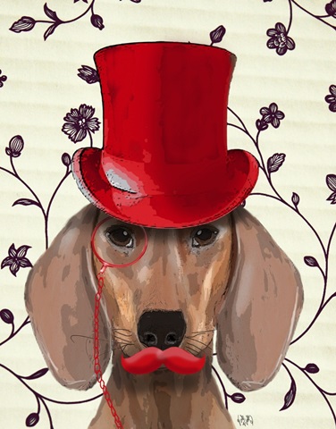 Dachshund With Red Top Hat