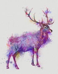 Deer 1 Rainbow Splash Purple Pink