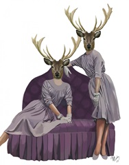 Deer Twins in Purple Dresses