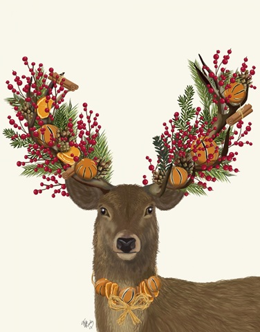 Deer, Cranberry and Orange Wreath