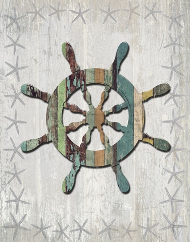 Distressed Wood Style Ships Wheel 1