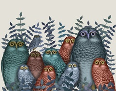 Electric Owls, Blue and Orange