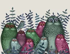Electric Owls, Pink and Green