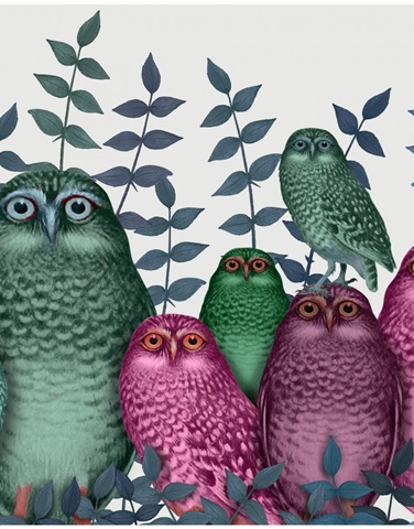 Electric Owls, Pink and Green