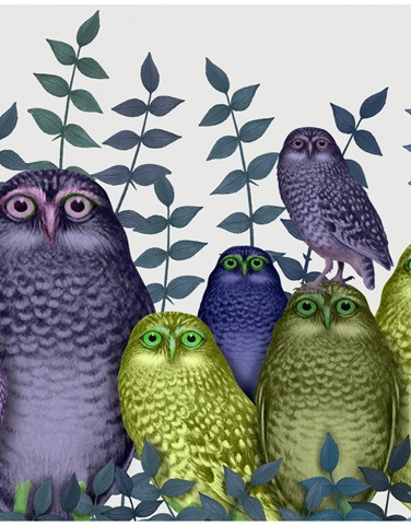 Electric Owls, Purple and Lime