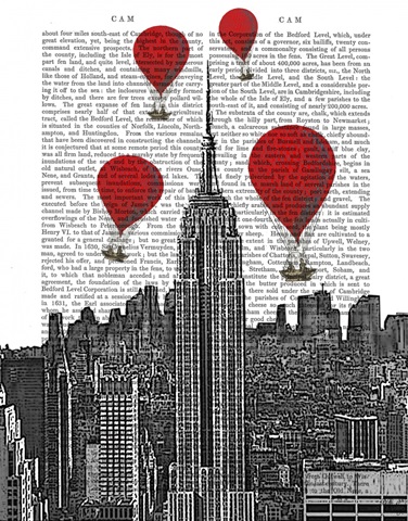 Empire State Building and Red Hot Air Balloons
