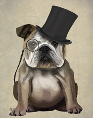 English Bulldog, Formal Hound and Hat