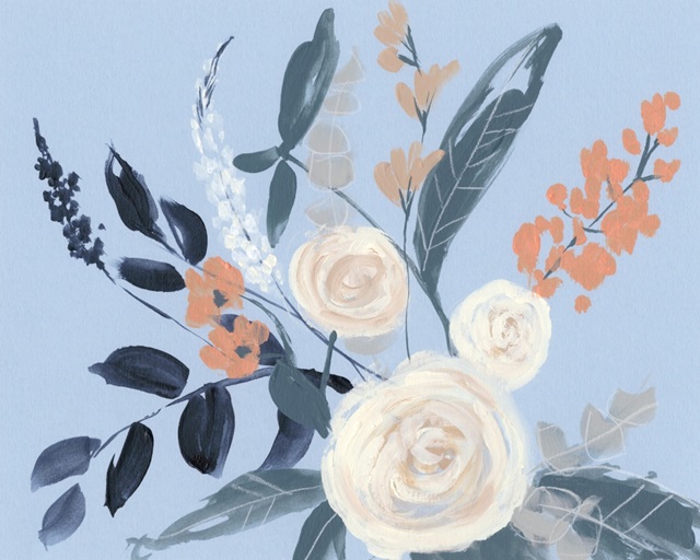 Eucalyptus Bouquet on Blue I