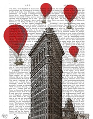 Flat Iron Building and Red Hot Air Balloons
