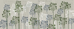 Floral Trees, French Blue and Moss