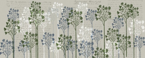 Floral Trees, French Blue and Moss