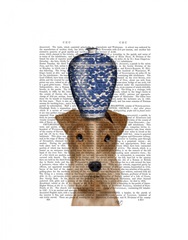 Fox Terrier with Blue Vase