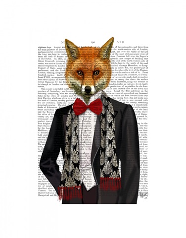 Fox with Red Bow Tie