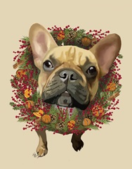 French Bulldog, Cranberry Wreath