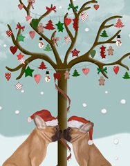 French Bulldogs and Christmas Tree